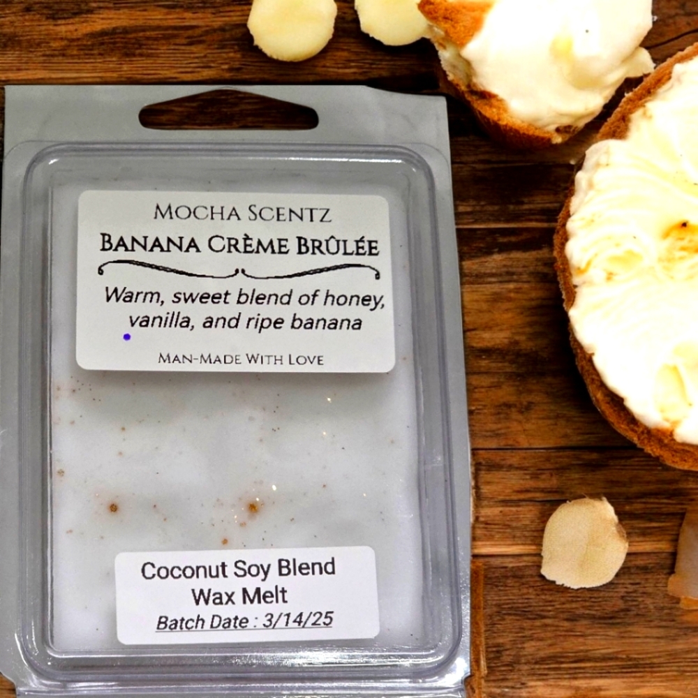 Handmade 2oz Banana Crème Brûlée Coconut/Soy Wax Melt  - Yellow